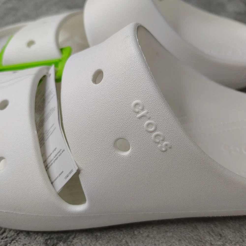 Crocs Classic Slide Sandals Mens 10 White Solid Two Strap Slip On Comfort‎